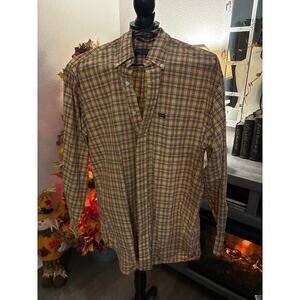 Daniel Cremieux collection men’s long‎ sleeve plaid shirt yellow size medium